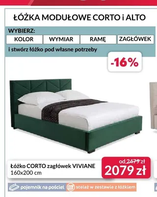 Łóżko CORTO zagłówek VIVIANE 160x200 cm promocja w Salony Agata