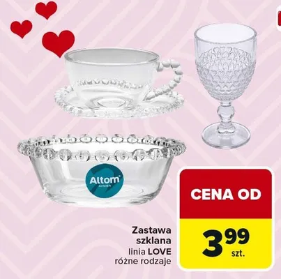 Zastawa szklana linia Love Altom promocja w Carrefour