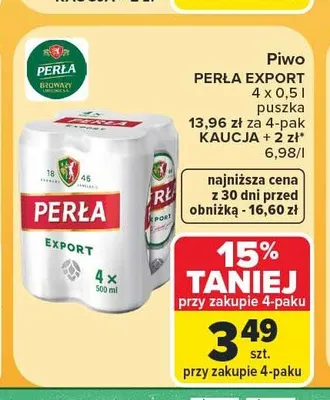 Piwo Perła Export promocja w Carrefour Market