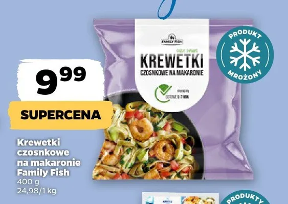 Krewetki czosnkowe na makaronie Family Fish promocja w Netto