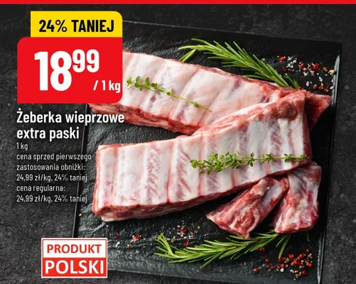 Żeberka wieprzowe extra paski promocja w POLOmarket