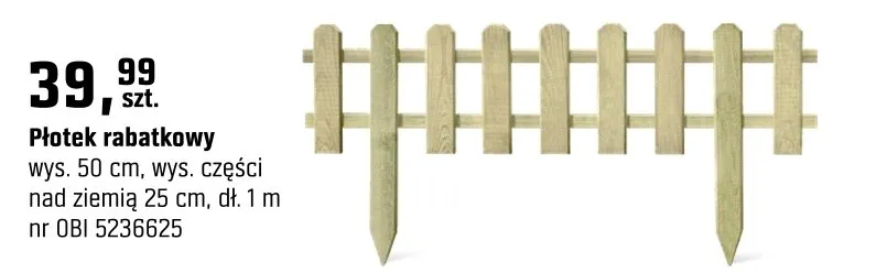 Płotek rabatkowy promocja w OBI