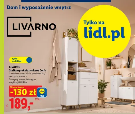Szafka wysoka łazienkowa Corfu Livarno promocja w Lidl