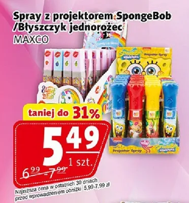 Spray z projektorem SpongeBob Maxco promocja w Prim Market
