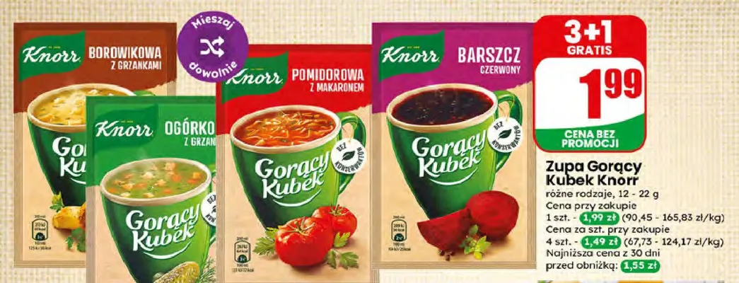 Zupa Gorący Kubek Knorr Pomidorowa z makaronem promocja w Dino