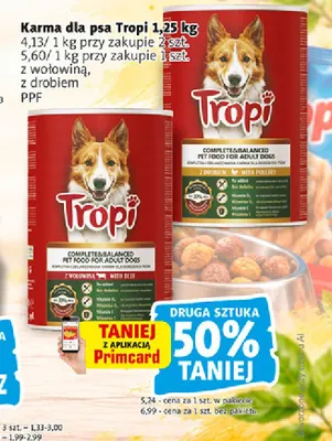 Karma dla psa z wołowiną Tropi promocja w Prim Market