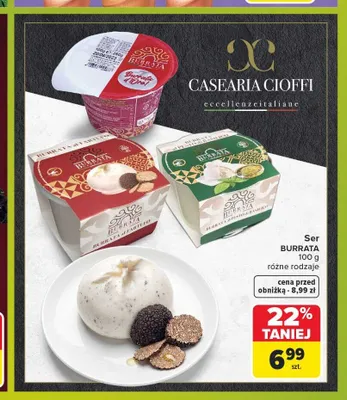 Ser Burrata Casearia Cioffi klasyczna promocja w Carrefour Market