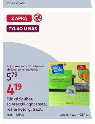 Ściereczki gąbczaste Flink&Sauber 5-pak promocja w Rossmann