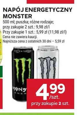 Napój energetyczny Monster Energy promocja w Stokrotka