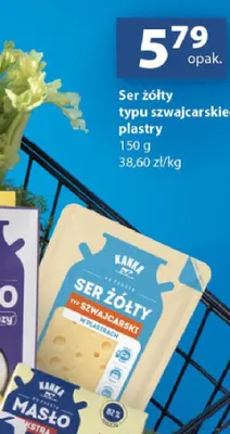 Ser żółty typu szwajcarskiego plastry Kanka promocja w Delikatesy Centrum
