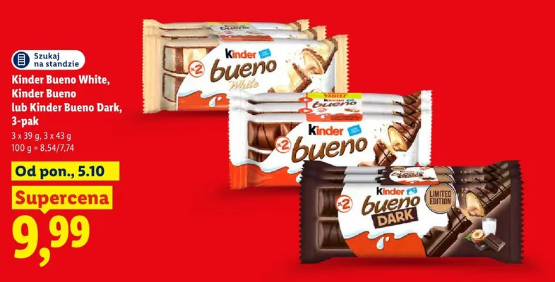 Baton Kinder Bueno White 3-pak promocja w Lidl