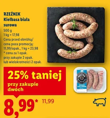 Kiełbasa biała surowa promocja w Lidl