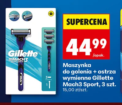 Maszynka do golenia + ostrza wymienne Gillette Mach3 Sport promocja w Biedronka