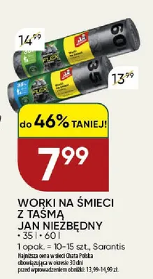 Worki na śmieci z taśmą Jan Niezbędny 60 l promocja w Chata Polska
