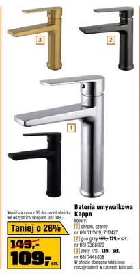 Bateria umywalkowa Kappa chrom, czarny promocja w OBI