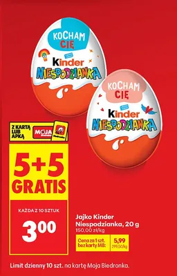 Jajko Kinder Niespodzianka 20g promocja w Biedronka