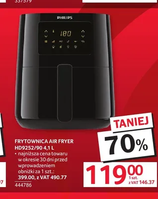 Frytownica Air Fryer Philips HD9252/90 4,1 l promocja w Selgros