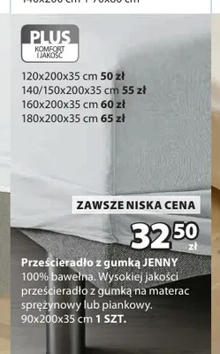 Prześcieradło jersey z gumką 90 x 200 cm Textim promocja w Jysk