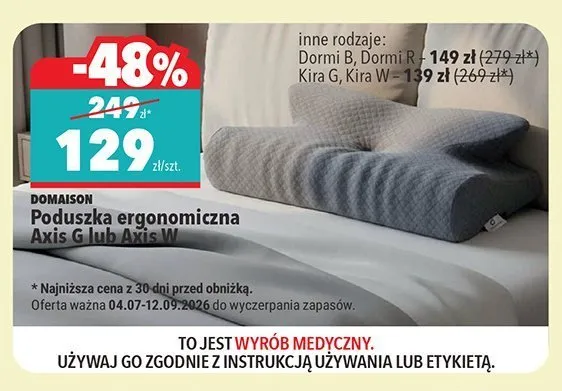Poduszka ergonomiczna Domaison Kira W promocja w Biedronka