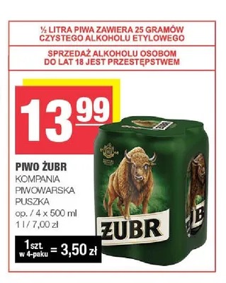 Piwo Żubr 4-pak promocja w SPAR