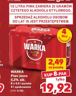 Piwo Warka 8-pak promocja w Kaufland