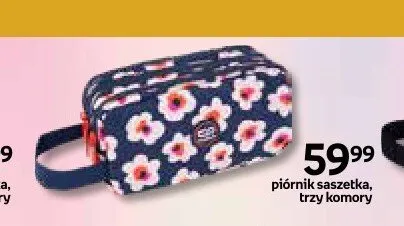 Piórnik saszetka trzy komory granatowy w kwiaty promocja w Empik