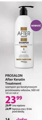 Szampon do włosów Prosalon After Keratin Treatment promocja w Hebe