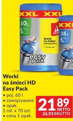 Worki na śmieci HD Easy Pack Jan Niezbędny poj. 60l zawiązywane promocja w Makro