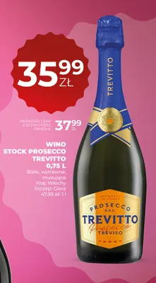 Wino musujące Stock Prosecco Trevitto promocja w Duży Ben