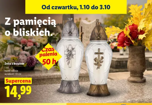 Znicz z krzyżem promocja w Lidl