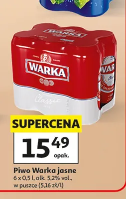 Piwo Warka Jasne 6-pak promocja w Auchan