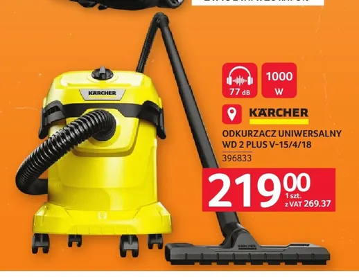 Odkurzacz uniwersalny Wd 2 Plus V-15/4/18 Kärcher promocja w Selgros