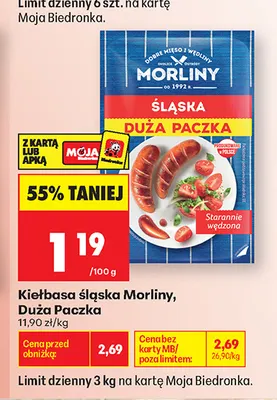 Kiełbasa śląska Morliny Duża Paczka promocja w Biedronka