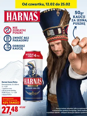 Piwo Harnaś jasne pełne 12 x 500 ml promocja w Lidl