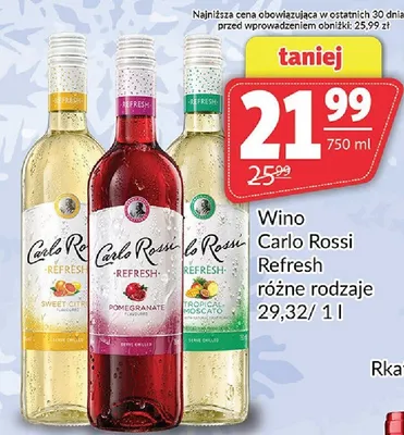 Wino Carlo Rossi Refresh różne rodzaje promocja w Prim Market