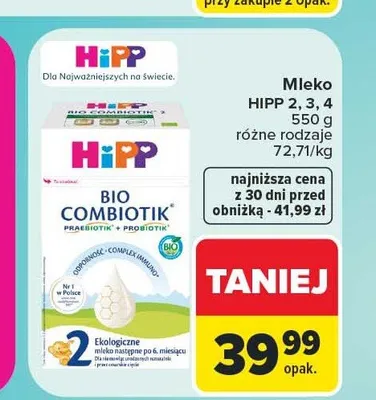 Mleko HiPP 2 BIO Combiotik promocja w Carrefour