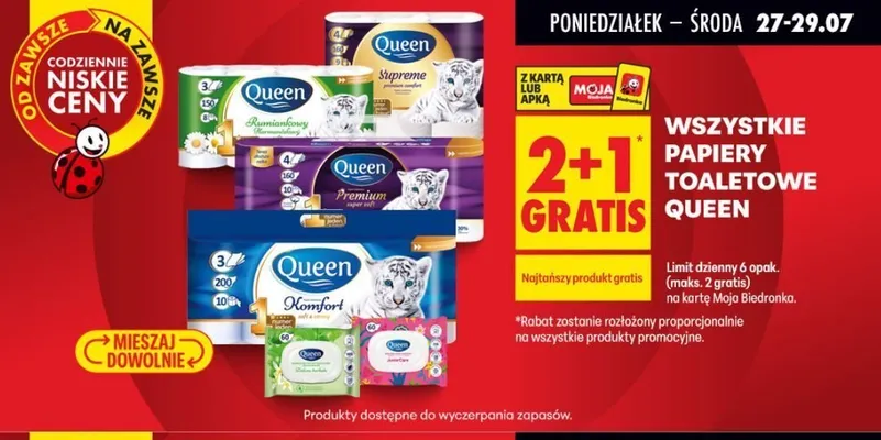 Papiery toaletowe Queen promocja w Biedronka