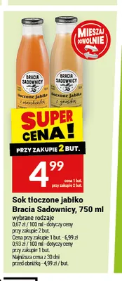 Sok tłoczone jabłko Bracia Sadownicy z gruszką promocja w Twój Market