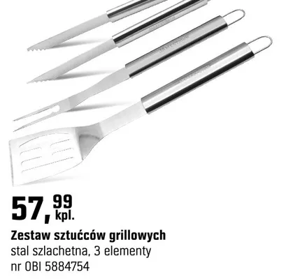 Zestaw sztućców grillowych stal szlachetna, 3 elementy promocja w OBI