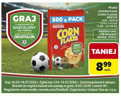 Płatki śniadaniowe Corn Flakes Nestlé promocja w Carrefour Market