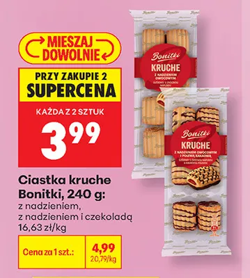 Ciastka kruche z nadzieniem i czekoladą Bonitki promocja w Biedronka