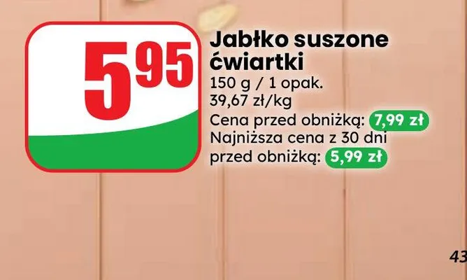 Jabłko suszone ćwiartki promocja w Dino