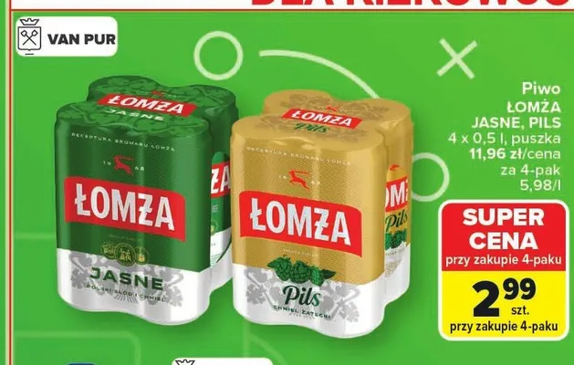 Piwo Łomża Jasne promocja w Carrefour