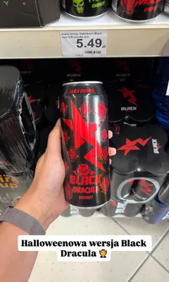 Napój energetyczny Black Dracula Zero Sugar promocja w Dino