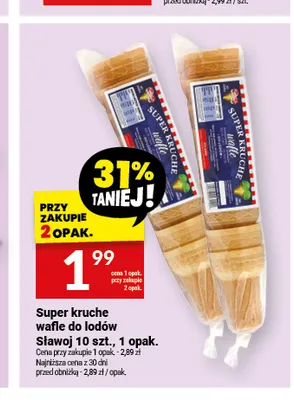Super kruche wafle do lodów Sławoj promocja w Twój Market