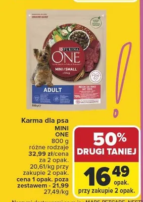 Karma dla psa MINI ONE 800 g różne rodzaje promocja w Carrefour