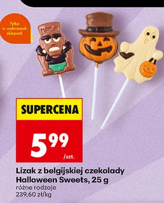 Lizak z belgijskiej czekolady Halloween Sweets promocja w Biedronka