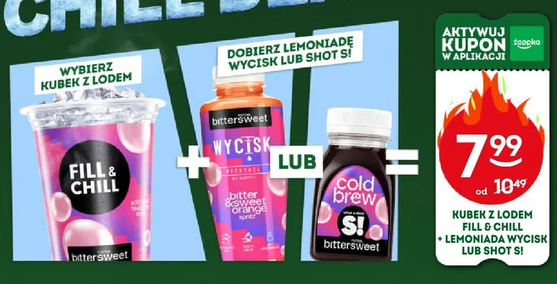 Zestaw kubek z lodem Fill & Chill + lemoniada Wycisk lub shot S! promocja w Żabka