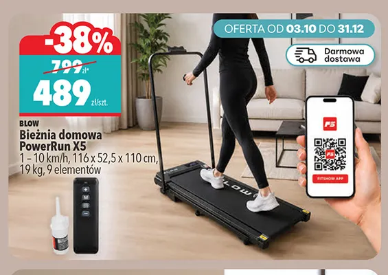 Bieżnia domowa PowerRun X5 Blow promocja w Biedronka