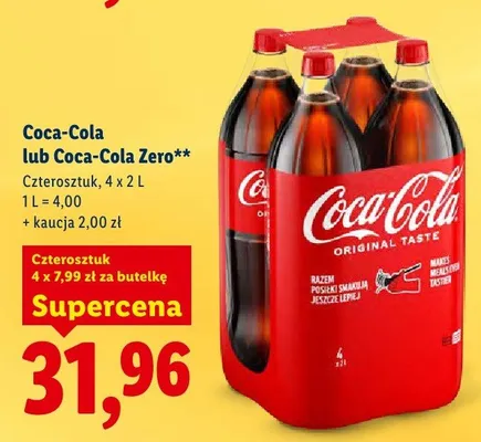 Napój gazowany Zero 4x2 l promocja w Lidl